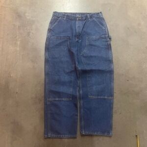 Vintage Carhartt double knee carpenter jeans men's blue workwear‎ baggy 38